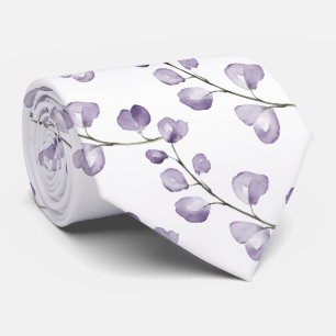 Gravata PixDezines Aquarela Lavanda Roxo Eucalipto