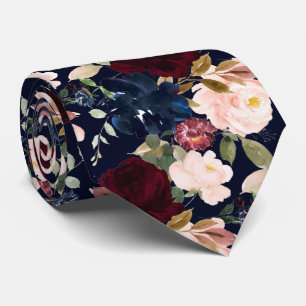 Gravata PixDezines Blush Burgundy Marinho H2 Flores
