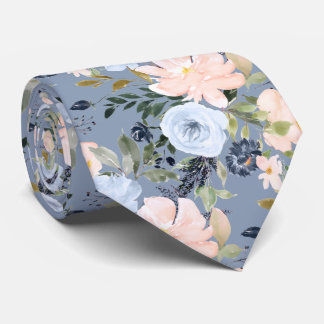 Gravata PixDezines Blush Dusty Blue H2 Botânico