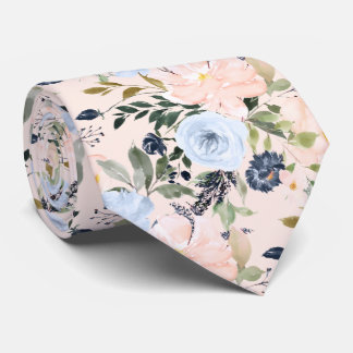Gravata PixDezines Blush Dusty Blue H2 Botânico