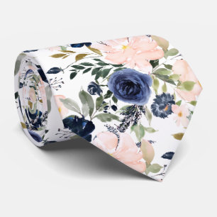Gravata PixDezines Flores Aquarela Azul Blush DIY cor