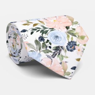 Gravata PixDezines Flores de Aquarela Azul Desmaiado DIY c