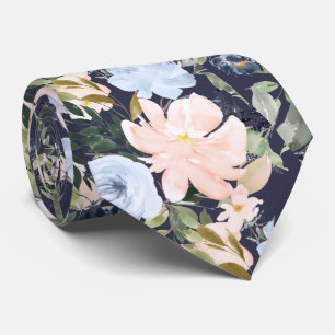 Gravata PixDezines Flores De Cor Azul-Vazia Rosa Esfarelad