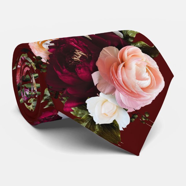 Gravata PixDezines Flores Frescas Moody DIY Fundo (Rolled)