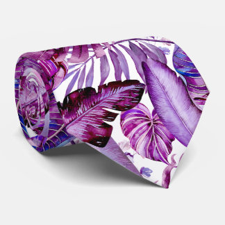 Gravata PixDezines Folhagem Roxa Merlot Jungle Havaiana