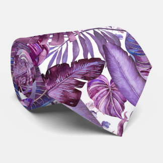 Gravata PixDezines Folhagem Roxa Merlot Jungle Havaiana
