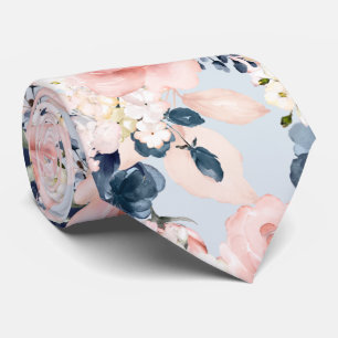 Gravata PixDezines H2 Blush Navy Rosas Fundo DIY