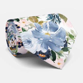 Gravata PixDezines H2 Blush Pink Dusty Blue Flowers