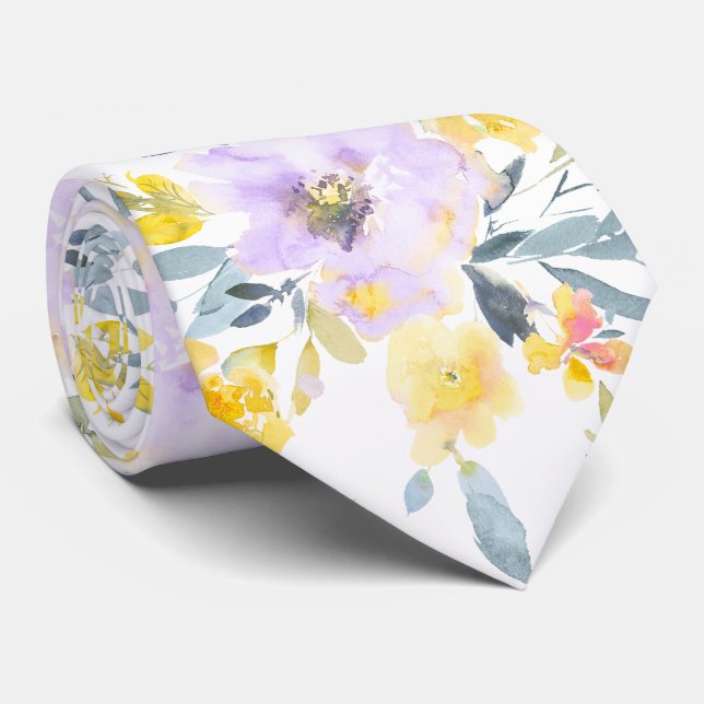 Gravata PixDezines H2 Flores da Primavera Rosas Amarelas (Rolled)