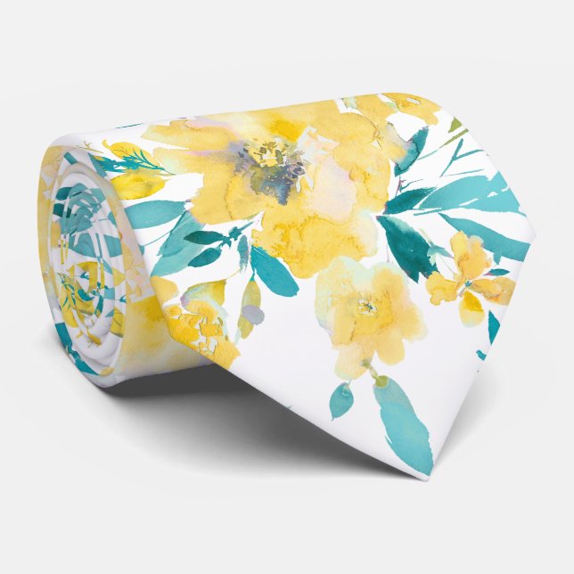 Gravata PixDezines H2 Flores da Primavera Rosas Azuis Amar (Rolled)