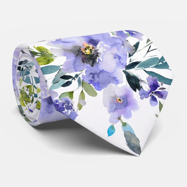 Gravata PixDezines H2 Flores de Primavera Lavanda Rosas Ro (Rolled)