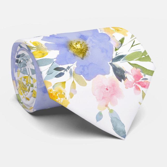 Gravata PixDezines H2 Flores de Primavera Rosas Amarelas (Rolled)