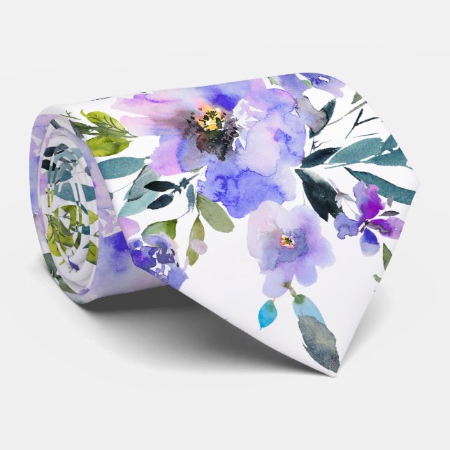 Gravata PixDezines H2 Flores de Primavera Violetas Rosas R (Rolled)