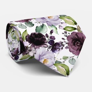 Gravata PixDezines H2 Flores Merlot Lavanda Roxo