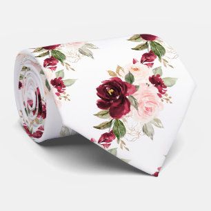 Gravata PixDezines H2 Flores Rosas Bege Escarlate