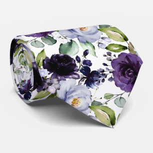 Gravata PixDezines H2 Flores Violeta Lavanda Roxo