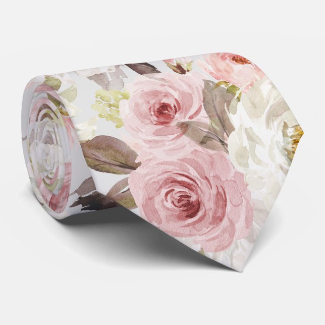 Gravata PixDezines H2 Rosas Rosa Pintadas Escamoteadas FAZ (Rolled)