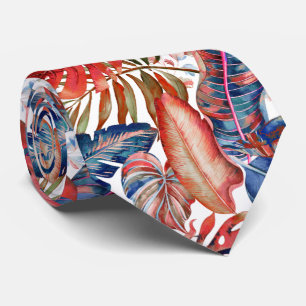 Gravata PixDezines Jungle Havaiano Azul Turquesa Laranja E