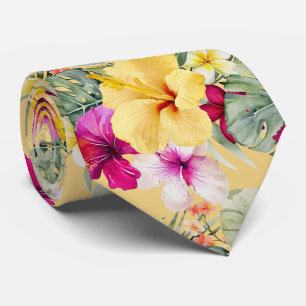 Gravata PixDezines Paraíso Tropical Folhagem Floral