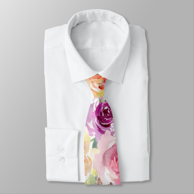 Gravata PixDezines Plum Summer Roses (Amarrado)