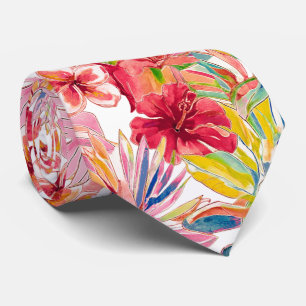 Gravata PixDezines Retro Bold H2 Havaí Floral Folhagem