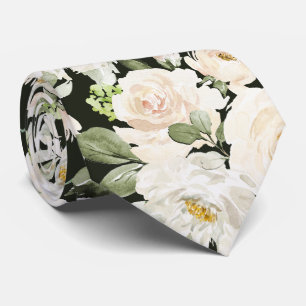 Gravata PixDezines Rosas Creme Alabastro Aquarela