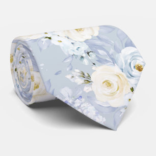 Gravata PixDezines Rosas De Aquarela Ice Pescoço Azul Ti