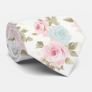 Gravata PixDezines Rosas em Aquarela Rosa Desbotado Azul G