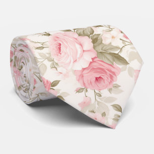 Gravata PixDezines Rosas Watercolor Vintage Bege Rosa