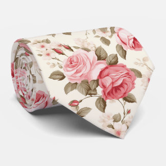 Gravata PixDezines Rosas Watercolor Vintage Bege Rosa