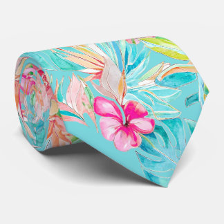 Gravata PixDezines Vintage Pastel H2 Havaí Folhagem Floral
