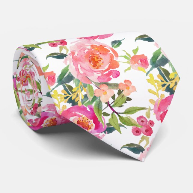 Gravata PixDezines Watercolor Peonies Summer (Rolled)