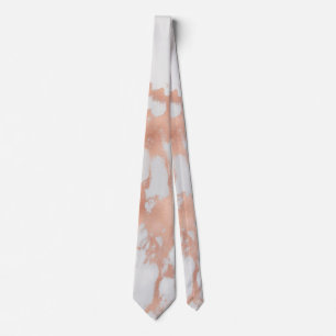 Gravata PixDezines White Marble+Faux Rose Gold Veins Neck