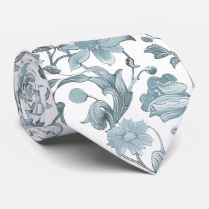 Gravata PixDezines William Morris Azul Empoeirado DIY Azul