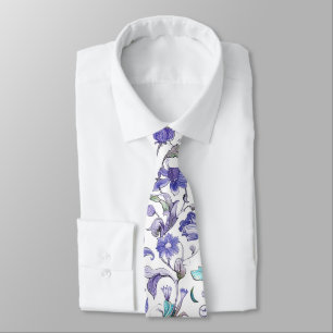 Gravata PixDezines William Morris Floral Roxo Aqua