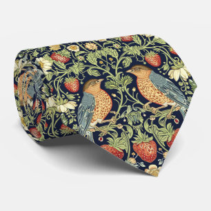 Gravata PixDezines William Morris Strawberry Thief Rosa