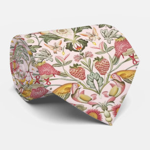 Gravata PixDezines William Morris Strawberry Thief Rosa