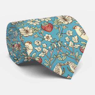 Gravata PixDezines William Morris Strawberry Thief Turques