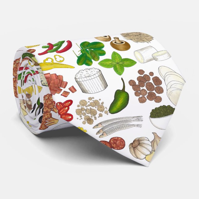 Gravata Pizza Party Topping Italiana Comida Pizzeria Pie (Rolled)