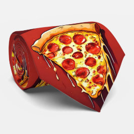 Gravata Pizza Pesada Vermelha Escura Pizza Colar