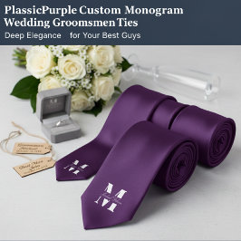 Gravata Plum Purple | Custom Monogram Wedding Groomsmen