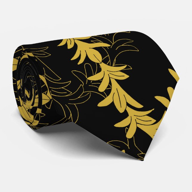 Gravata Plumeria Floral Lei Garland - Casamento Preto (Rolled)