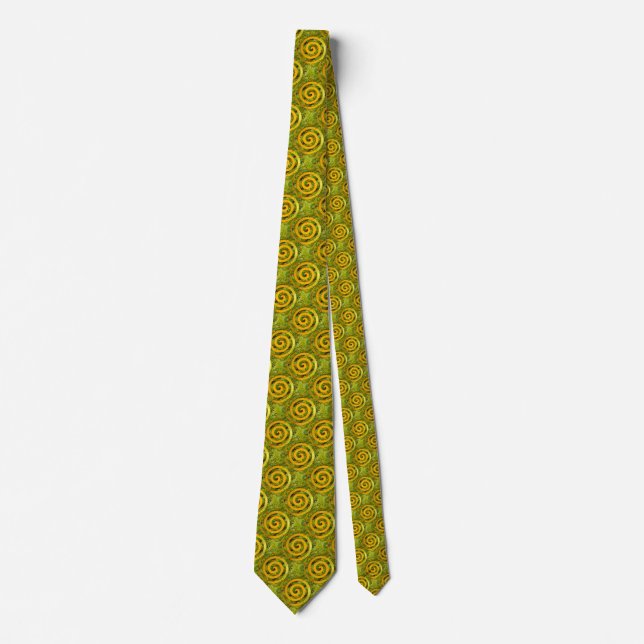 Gravata Poder de Cura Espirais dourado verde + suas ideias (Frente)