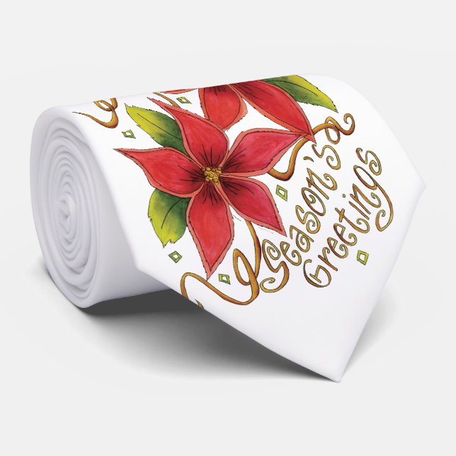 Gravata Poinsétias dos cumprimentos da estação (Rolled)