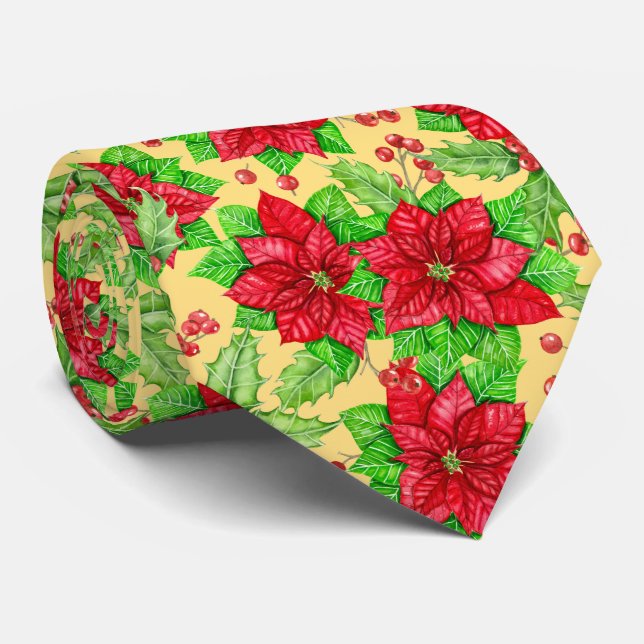 Gravata Poinsettia e coloração de água da baga (Rolled)