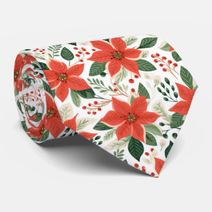 Gravata Poinsettias Vermelhas Festivas
