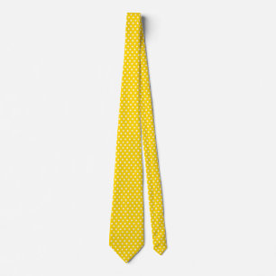 Gravata Polkadots brancos Ouro cola amarela barato e elega