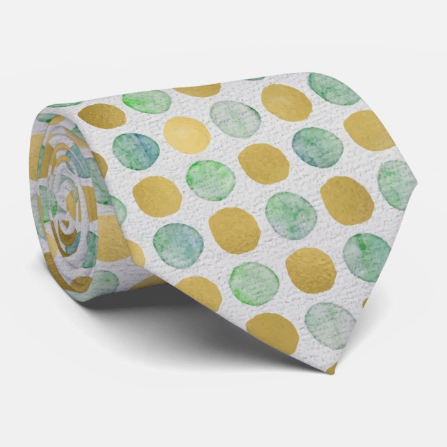 Gravata Polkadots-teal-gold (Rolled)