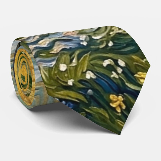 Gravata Pomar de amendoeiras ao estilo de Van Gogh, florad (Rolled)