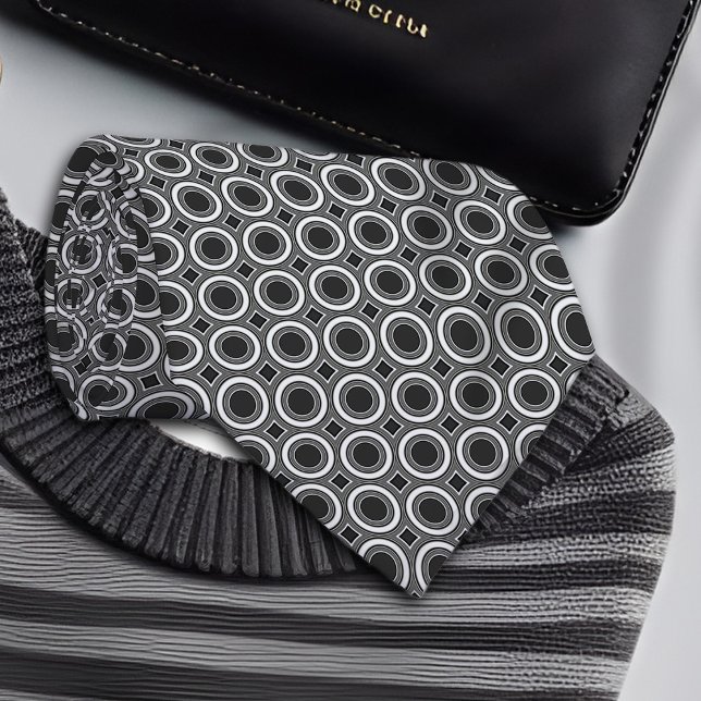 Gravata Pontos brancos no padrão geométrico preto (Criador carregado)